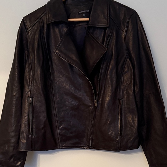 Eileen Fisher Black lamb Leather Jacket for Women - Picture 6 of 6